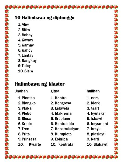 halimbawa ng digrapo|Mga Diptonggo, Digrapo, at Klaster .